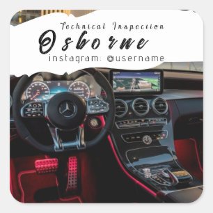 Technische Inspektion Auto Miete Reparatur  Quadra Quadratischer Aufkleber