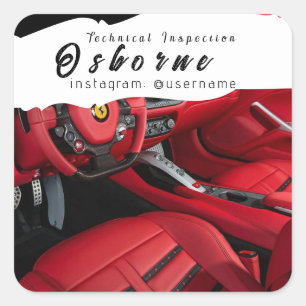 Technische Prüfung Autovermietung Reparatur Platz Quadratischer Aufkleber