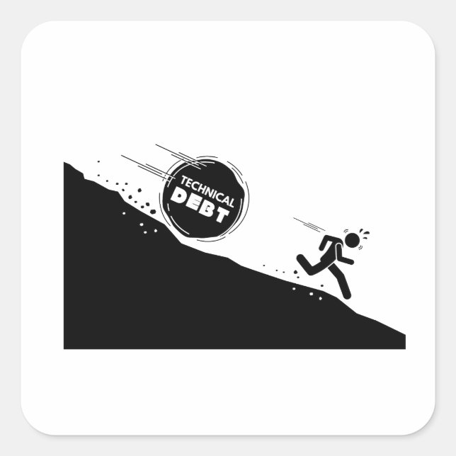 Technische Schulden Quadratischer Aufkleber (Vorderseite)