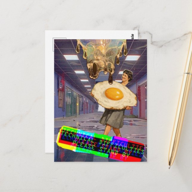 Technische Schwierigkeiten Bitte Warten Sie Collag Postkarte (Vorderseite/Rückseite Beispiel)