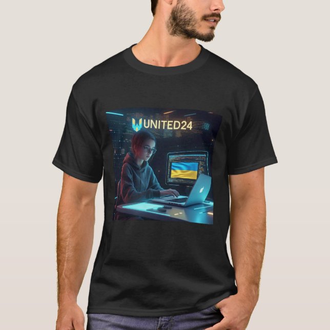 Technische Unterstützung für die Ukraine United24  T-Shirt (Vorderseite)