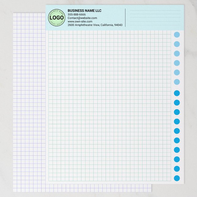 Technische Zeichenpapierbögen mit Firmenlogo Briefbogen (blue Custom Logo Engineering Papers)
