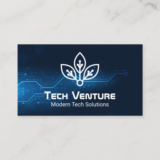 Technischer Blue Hintergrund | Techie-Logo Visitenkarte (Vorderseite)