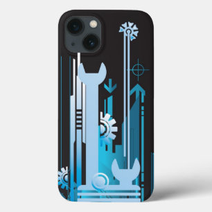 Technischer Halbtonhintergrund 3 iPhone 13 Hülle