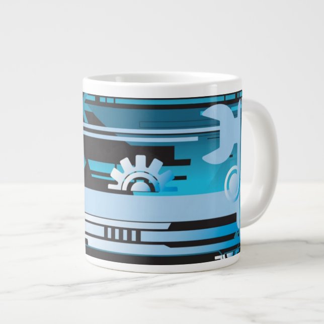 Technischer Halbtonhintergrund 3 Jumbo-Tasse (Vorderseite Rechts)
