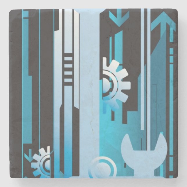 Technischer Halbtonhintergrund 3 Steinuntersetzer (Vorderseite)