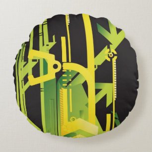 Technischer Halbtonhintergrund 4 Rundes Kissen