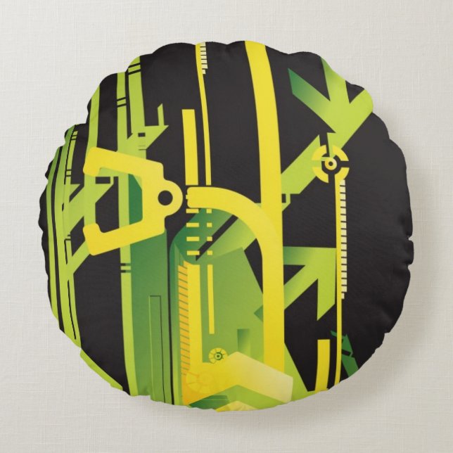 Technischer Halbtonhintergrund 4 Rundes Kissen (Vorderseite)