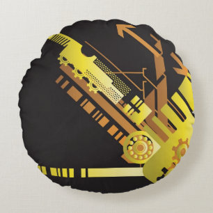 Technischer Halbtonhintergrund 5 Rundes Kissen