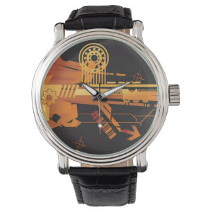 Technischer Halbtonhintergrund 6 Armbanduhr
