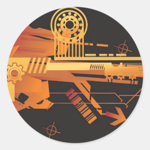 Technischer Halbtonhintergrund 6 Runder Aufkleber