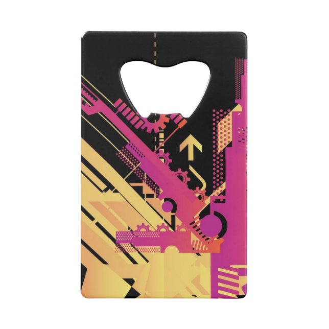 Technischer Halbtonhintergrund 7 Kreditkarten Flaschenöffner (Vorderseite)