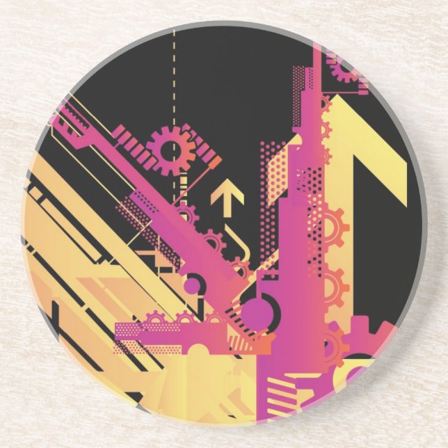 Technischer Halbtonhintergrund 7 Sandstein Untersetzer (Vorne)