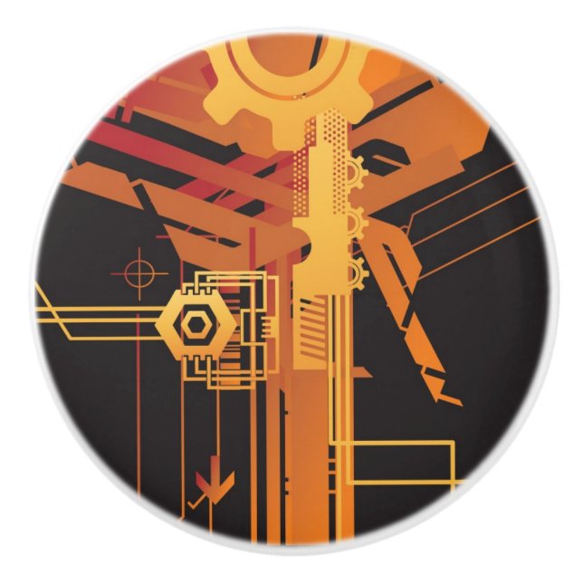 Technischer Halbtonhintergrund Keramikknauf (Vorderseite)