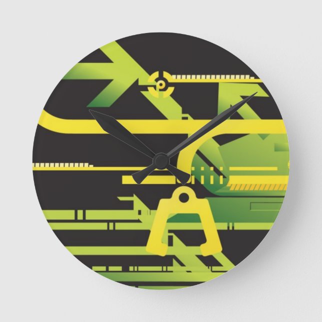 Technischer Hintergrund 4 Runde Wanduhr (Vorderseite)