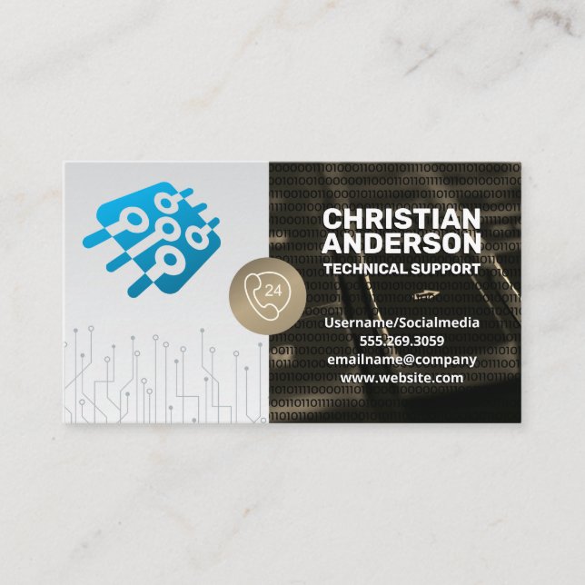 Technischer Support | Mikrochip | Call Center Visitenkarte (Vorderseite)