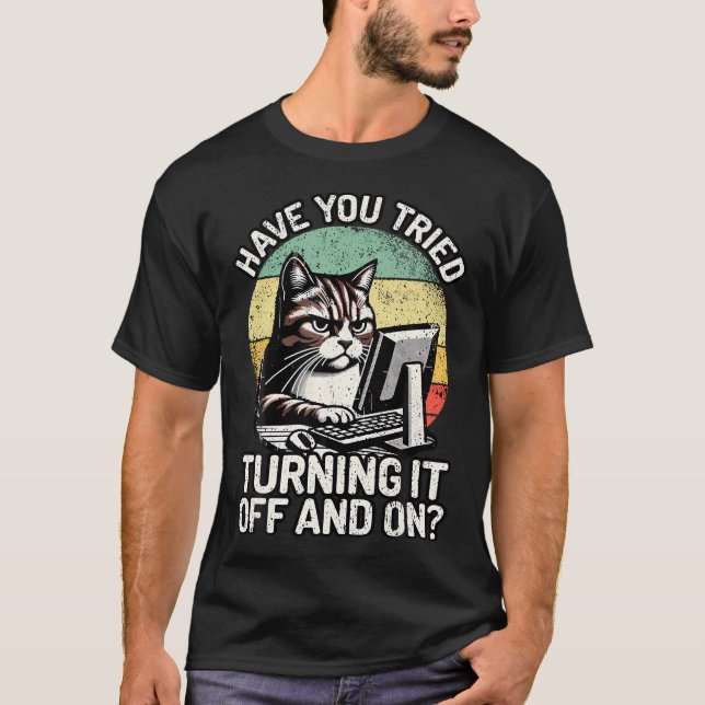 Technischer Support Spaß I Cat Tech Engineer I Com T-Shirt (Vorderseite)