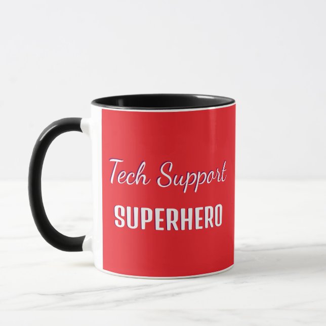 Technischer Support Superheld Lustiger Humor Monog Tasse (Links)
