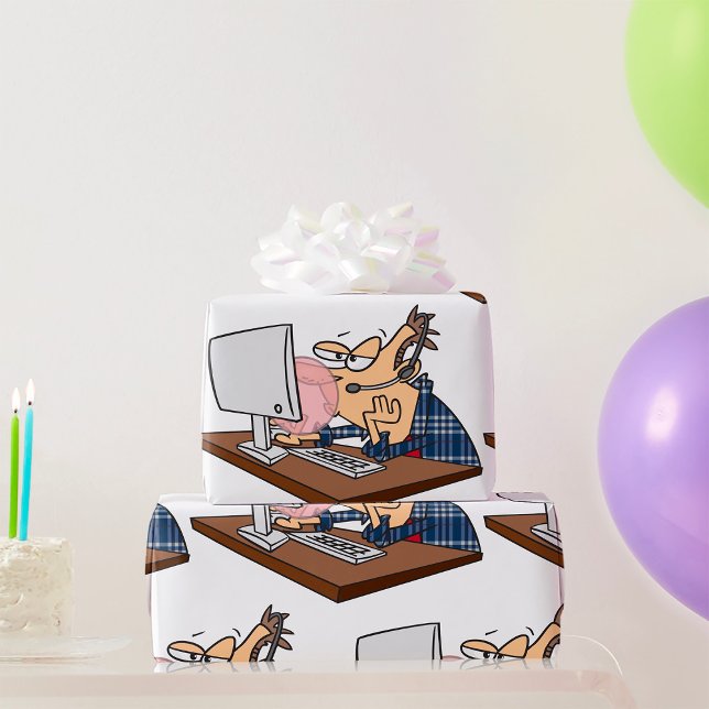 Technischer Support wirft eine Blase Geschenkpapier (Von Creator hochgeladen)