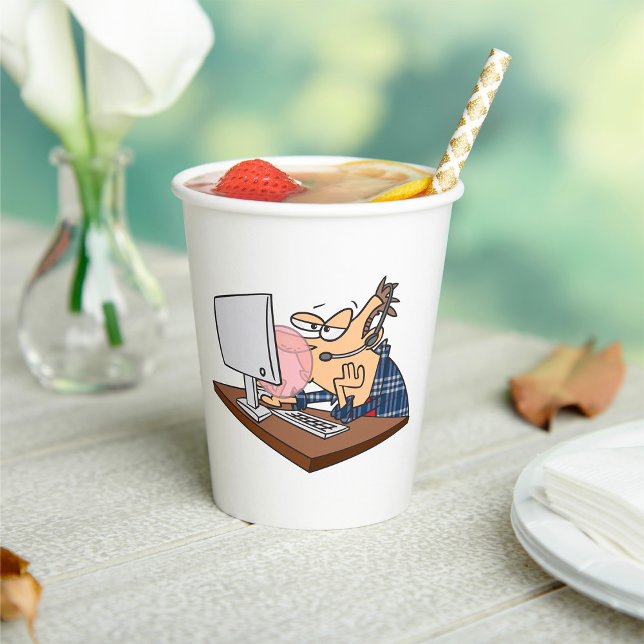 Technischer Support wirft eine Blase Pappbecher (Von Creator hochgeladen)