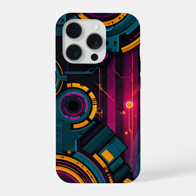 Technisches abstraktes Design iPhone Hülle (Rückseite)