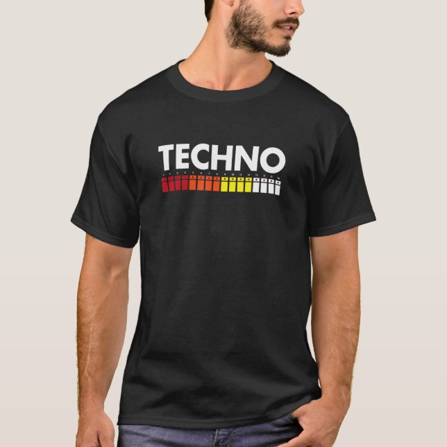 Techno 808 Trommelmaschine T-Shirt (Vorderseite)