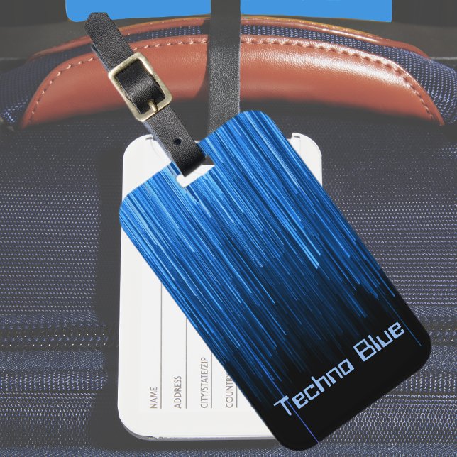 Techno Blue High-Tech Cyberspace Personalisiert Gepäckanhänger (Von Creator hochgeladen)