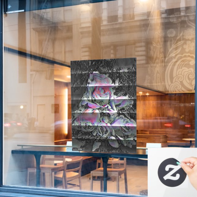Techno-Blumenstrauß-Fensteraufkleber Fensteraufkleber (Café-Fenster)