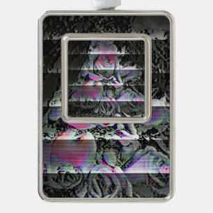 Techno Blumenstrauß  Weihnachtsbaumanhänger Rahmen-Ornament Silber