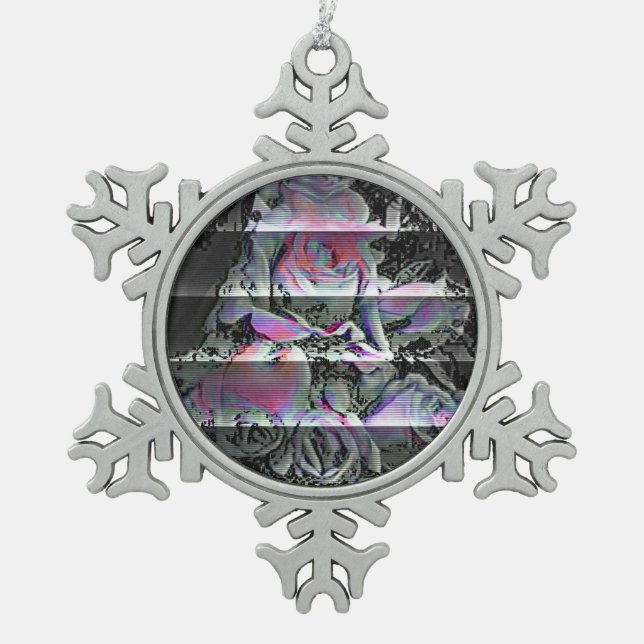 Techno Bouquet Schneeflocken Zinn-Ornament (Vorderseite)