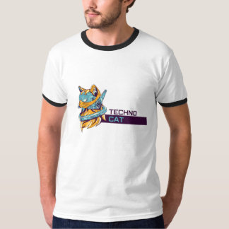 "Techno Cat - Futuristic Funky T - Shirt" T-Shirt