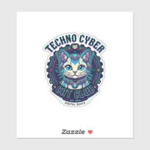 Techno Cyber Cat Lustiges Katzenliebhaber-Design - Aufkleber