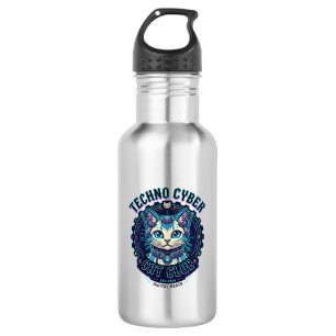 Techno Cyber Cat Lustiges Katzenliebhaber-Design - Edelstahlflasche