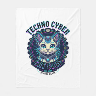 Techno Cyber Cat Lustiges Katzenliebhaber-Design - Fleecedecke