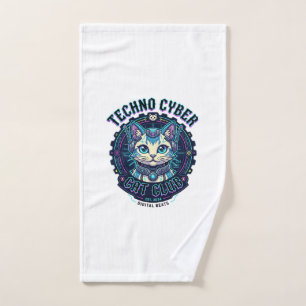 Techno Cyber Cat Lustiges Katzenliebhaber-Design - Handtuch