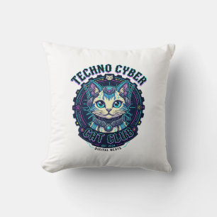 Techno Cyber Cat Lustiges Katzenliebhaber-Design - Kissen