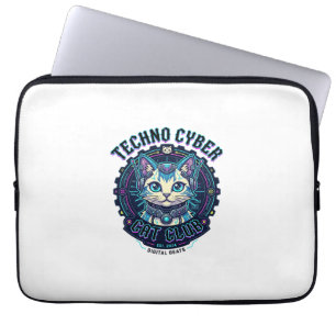 Techno Cyber Cat Lustiges Katzenliebhaber-Design - Laptopschutzhülle