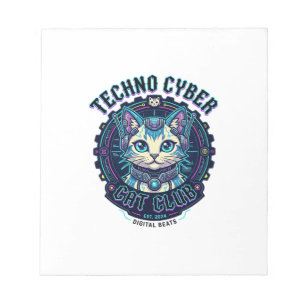 Techno Cyber Cat Lustiges Katzenliebhaber-Design - Notizblock