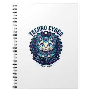 Techno Cyber Cat Lustiges Katzenliebhaber-Design - Notizblock