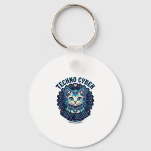 Techno Cyber Cat Lustiges Katzenliebhaber-Design - Schlüsselanhänger