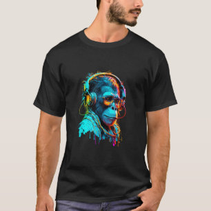 Techno Disco Rave Affe DJ Affe Kopfhörer für T-Shirt