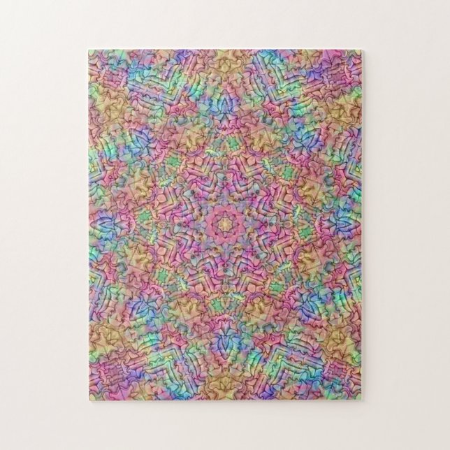 Techno FarbVintages Fraktal-Kaleidoskop Puzzle (Vertikal)