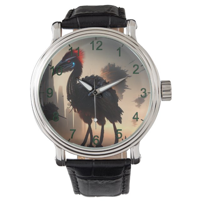 "Techno-Feathers: The Futuristic Emu Robot" Armbanduhr (Vorderseite)