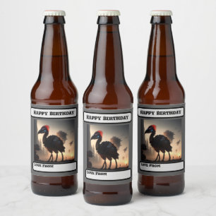 "Techno-Feathers: The Futuristic Emu Robot" Bierflaschenetikett