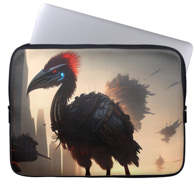 "Techno-Feathers: The Futuristic Emu Robot" Laptopschutzhülle (Vorderseite)