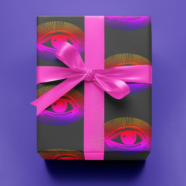 Techno Holographic Eye on Gray | Geschenkpapier (Von Creator hochgeladen)