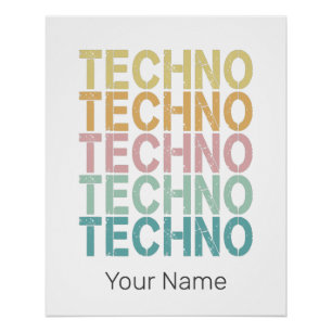 Techno House Retro Letting Electro Vintager Rave Poster
