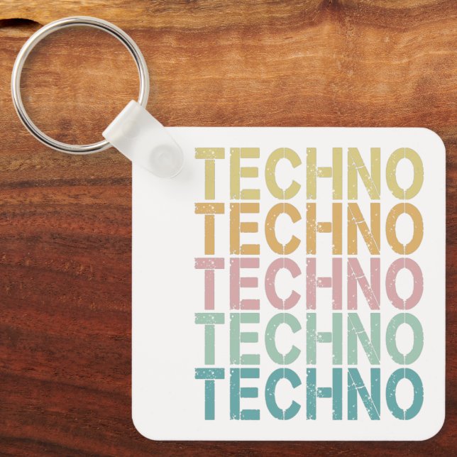 Techno House Retro Letting Electro Vintager Rave Schlüsselanhänger (Vorderseite)