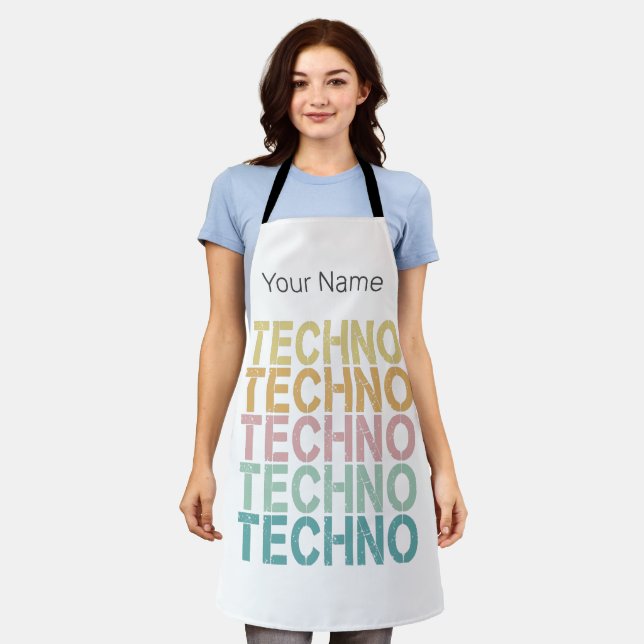 Techno House Retro Letting Electro Vintager Rave Schürze (Getragen)