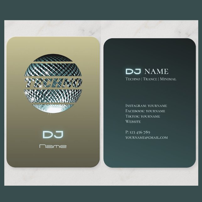Techno Music DJ Business Card Visitenkarte (Von Creator hochgeladen)